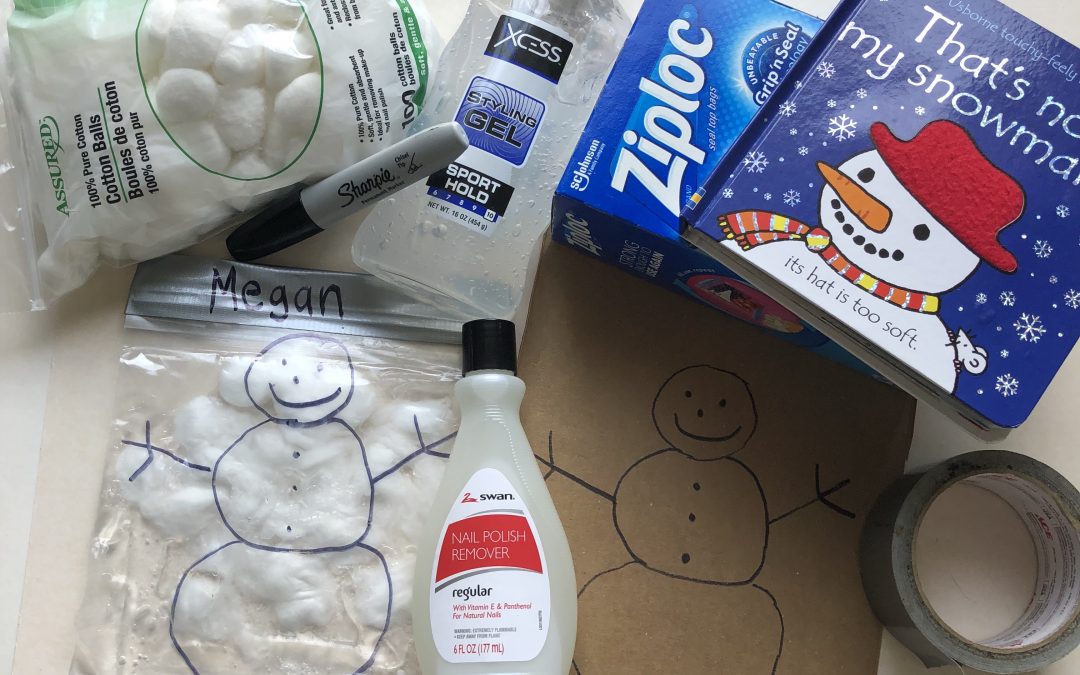 materials needed for making sensory snowmen activity