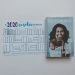 picture of the cover of "Becoming" and a book tracker stating "In 2020 Resolve to read" with spines colored in for each book read. 