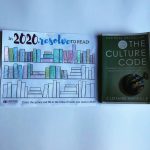 picture of the cover of "The Culture Code" and a book tracker stating "In 2020 Resolve to read" with spines colored in for each book read. 