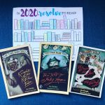 picture of the cover of "The Timewarp Trio" series and a book tracker stating "In 2020 Resolve to read" with spines colored in for each book read. 