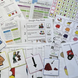 image of various printables included in digital downloads for Dough Play Book Sensory Based Literacy Kit