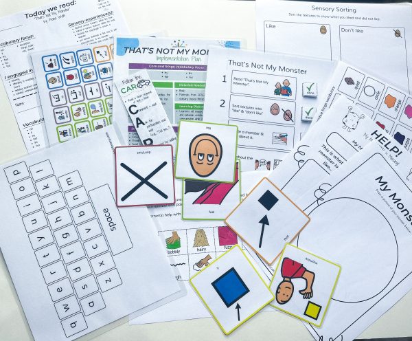 image showing paper materials included in the "That's Not My Monster" Digital Downloads purchase