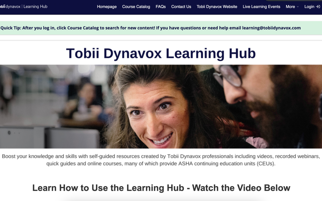 image of tobii dynavox learning hub home page