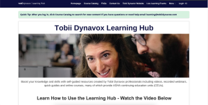 image of tobii dynavox learning hub home page